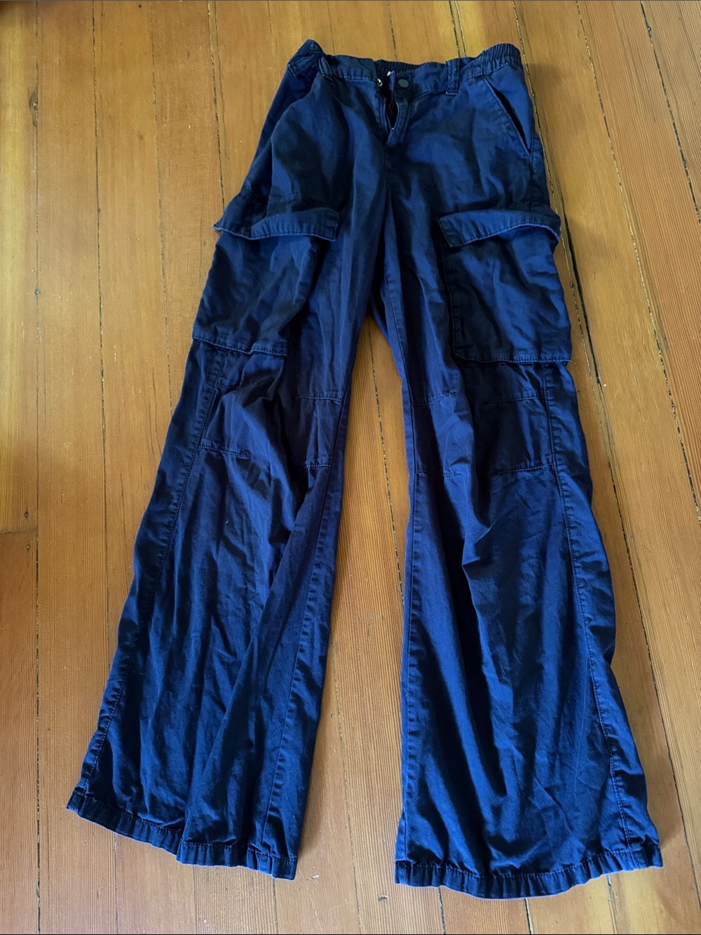Divided Navy Blue Cargo Pants with Multiple Pockets